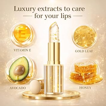 2Pcs Colour Changing Lipstick,PH Adjusting Lipstick with Gold Foil,Transfer Proof, Long Lasting, Moisturizing Lip Balm, Glossy Shine, 24H Hydrating, Temperature Sensitive Lipsticks for Women