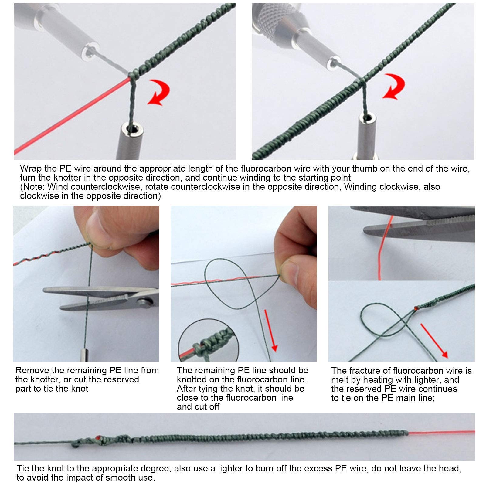Kit de Anudado de Pesca, Kit de Anudado de Pesca Duradero y Resistente al Desgaste Herramienta de Anudado de Alambre para Ayuda de enrollador de línea