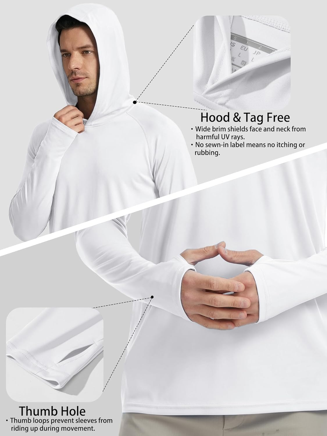 KINSWT Men's UPF 50+ Sun Protection Hoodie Shirts Long Sleeve Hiking Fishing Lightweight SPF UV Shirt with Hood - Image 5