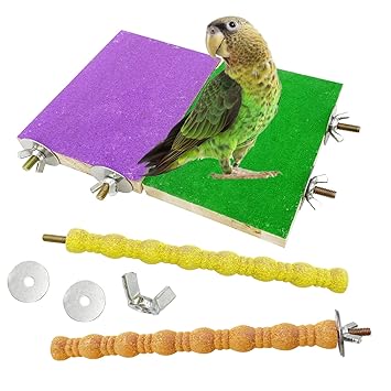 kathson Bird Perch Stand Toy Wood Parrot Perch Stand Platform Paw Grinding Rough-surfaced Chew Toys Cage Accessories Exercise Toys for Budgies Parakeet Cockatiel Conure Hamster??�4 PCS+Color Rando