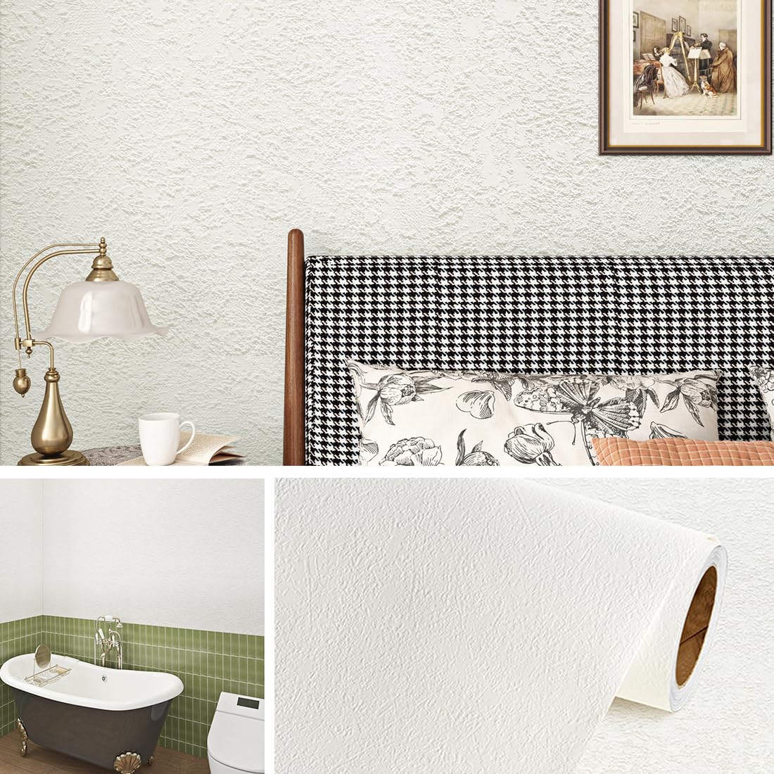 Livelynine Carta da Parati Adesiva Muro Effetto Cemento Bianco Carta Adesiva per Pareti Soggiorno Bagno Lavabile Pellicola Adesiva Bianca Opaca Carta Adesiva per Mobili Cucina Cassetti Armadio 40CMx2M