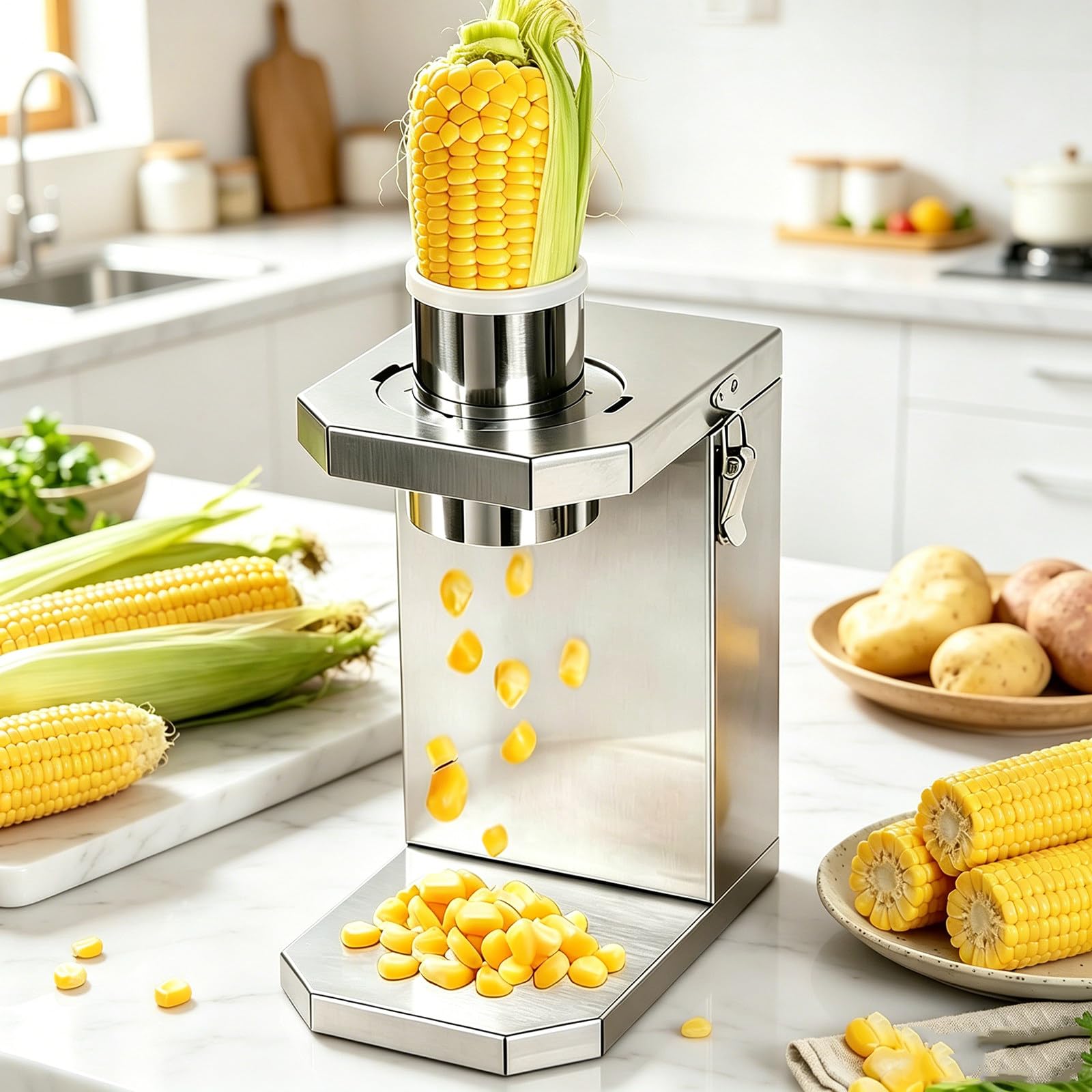 TozMvi Electric Corn Sheller Machine – 40W Automatic Dry Corn Thresher Machine, Steel Quick Corn Cob Sheller Corn Peeler for Easy Kernel Removal