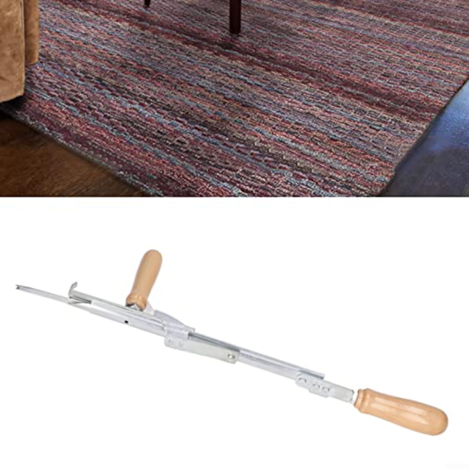 Strumento per tufting manuale per tappeti fai da te, dispositivo da cucito portatile in acciaio inossidabile con manico in legno di faggio, altezza del pelo regolabile per