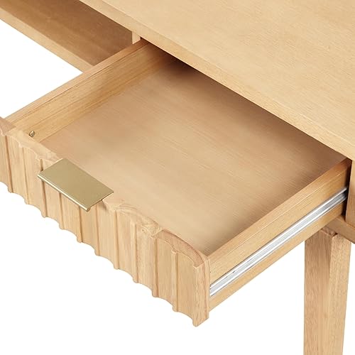 Miniatura 5 de Nathan James Jasper - Escritorio pequeño para oficina en casa con almacenamiento, escritorio bohemio con cajón y cubículo abierto, color marrón