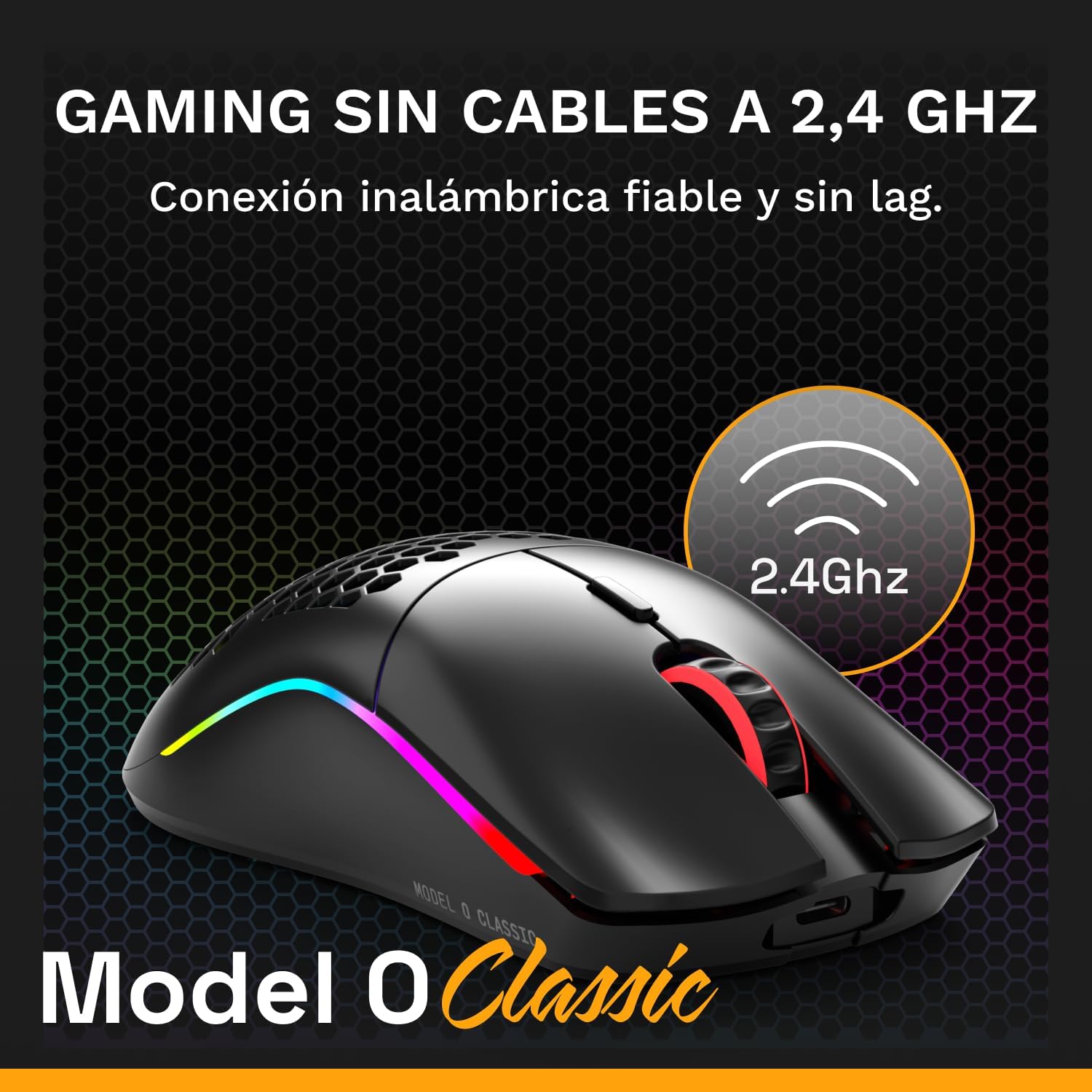 GLORIOUS Gaming Model O Classic: ratón Gaming inalámbrico PC – Latencia Baja, Sensor 19K dpi, Carcasa Colmena 69 g, RGB Personalizable, Switches mecánicos 100M de clics, Botones programables – Negro 3