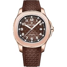 TYBERLEY Pagani Design Elegant Mens Automatic Mechanical Watch Octagonal Stainless Steel Case Japanese 8215 Movement Fluororubber Strap Waterproof Casual Sport Watch Date