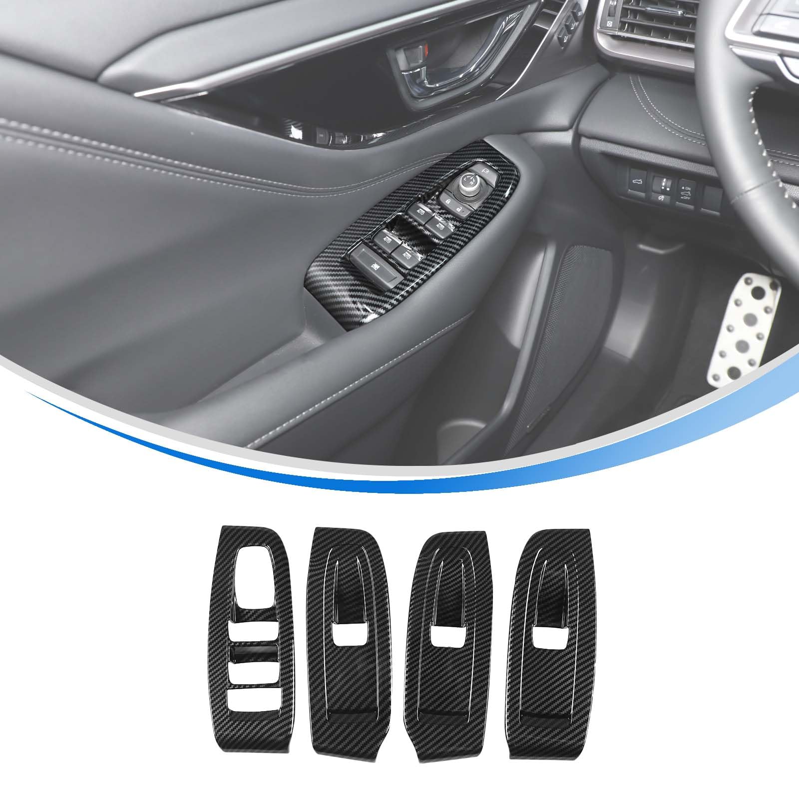 HIRUFAIT Window Lift Switch Panel Cover Trim for Subaru Outback 2021-2023 Accessories, ABS Car Window Glass Lift Switch Button Frame Cover Decor 4Pcs