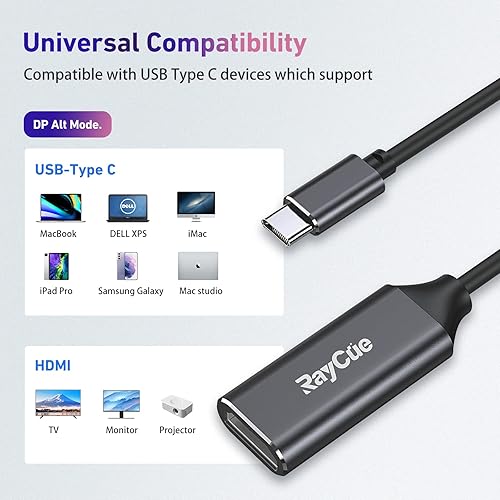 Miniatura 6 de RayCue Adaptador USB C a HDMI, adaptador USB tipo C 4K a HDMI (Thunderbolt 34) compatible con iPhone 15 ProMax, MacBook ProAir, iPad ProAir, Samsung