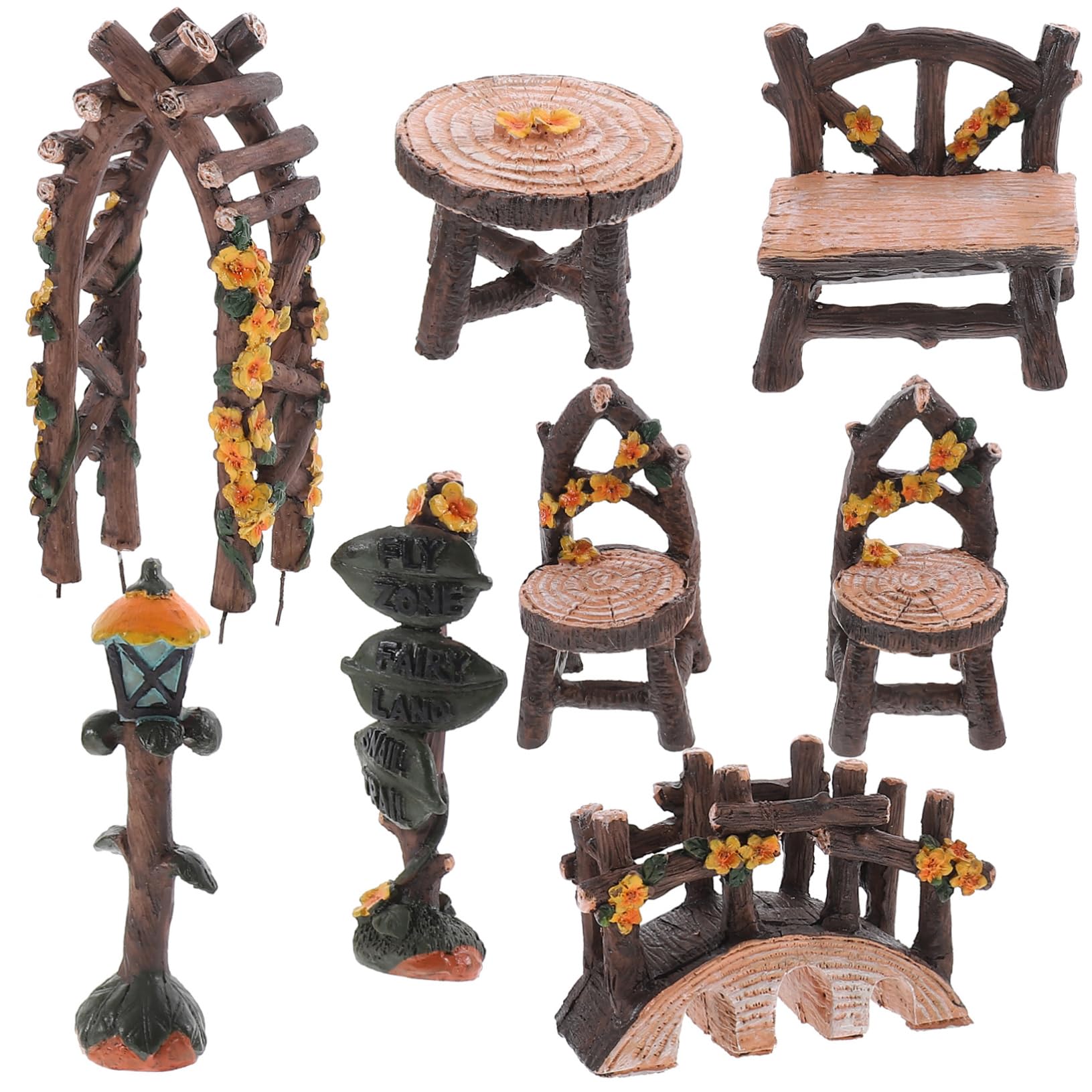 Ornements décoration micro paysage avec ensemble table chaise jardin féérique