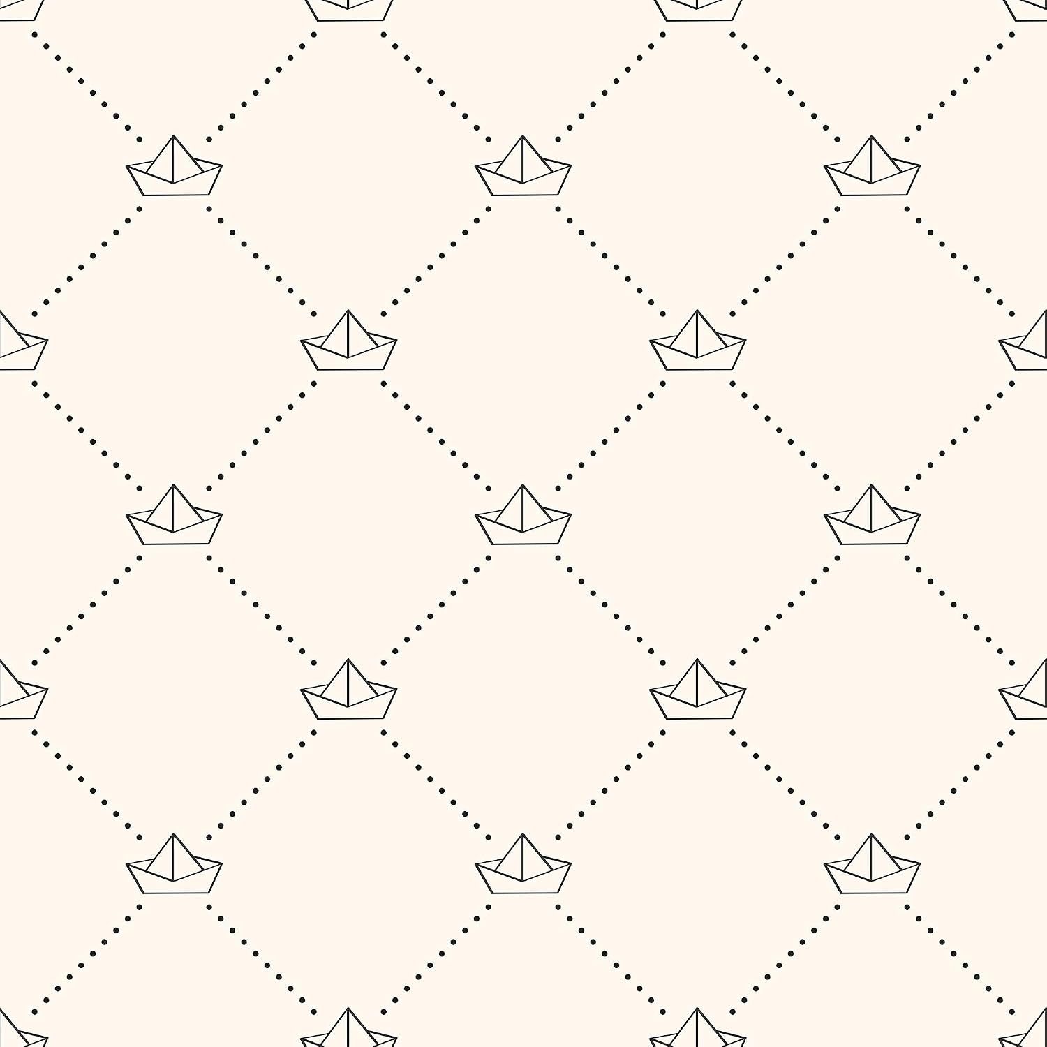 Walls By Me Peel and Stick Black Geometric Nautical Removable Wallpaper 1101-2ft x 4ft (61x122cm)