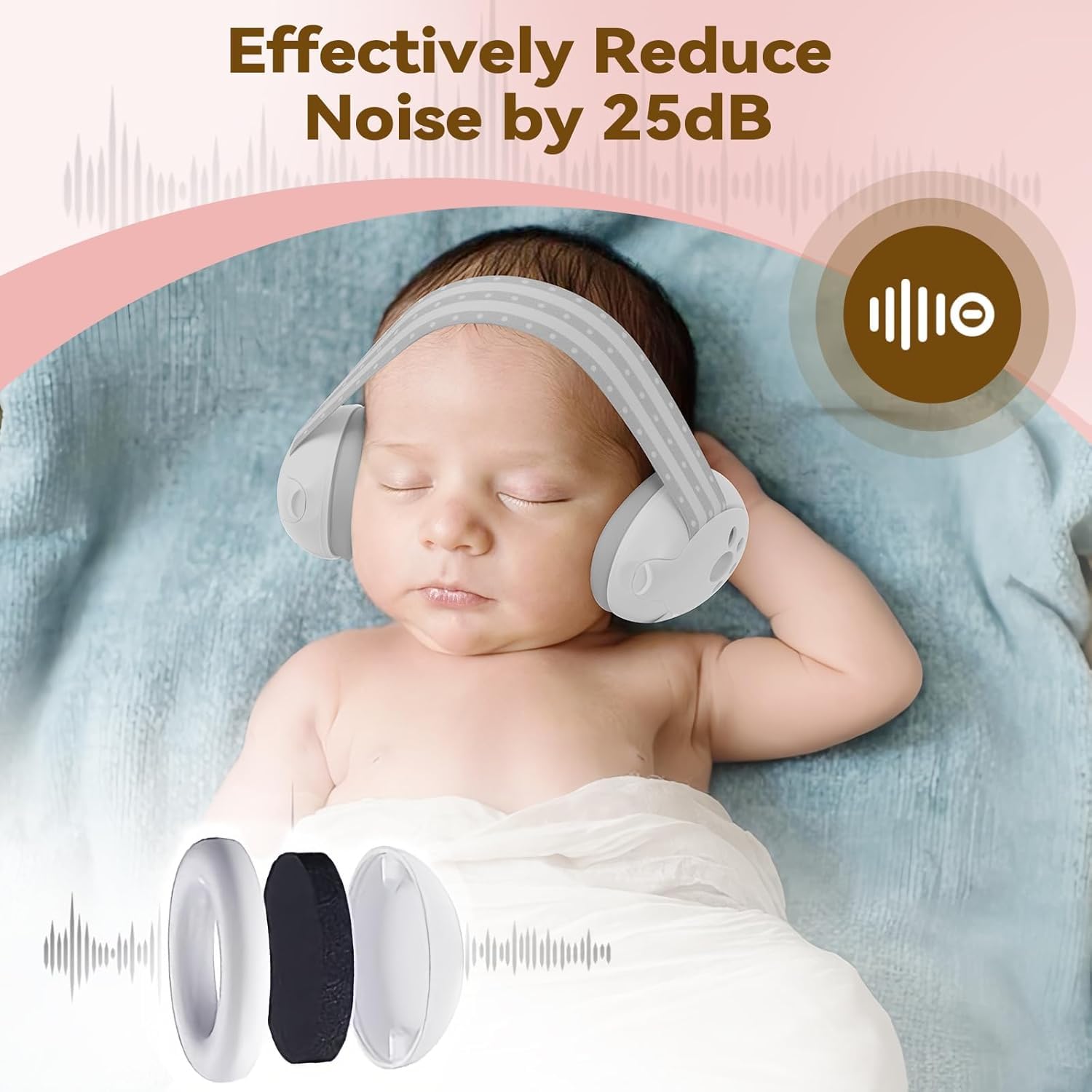 JITIFAZH 2 in 1 Baby Ear Defenders 3-48 Months, Adjustable Children Ear Defenders with Stretchy Band - Image 3