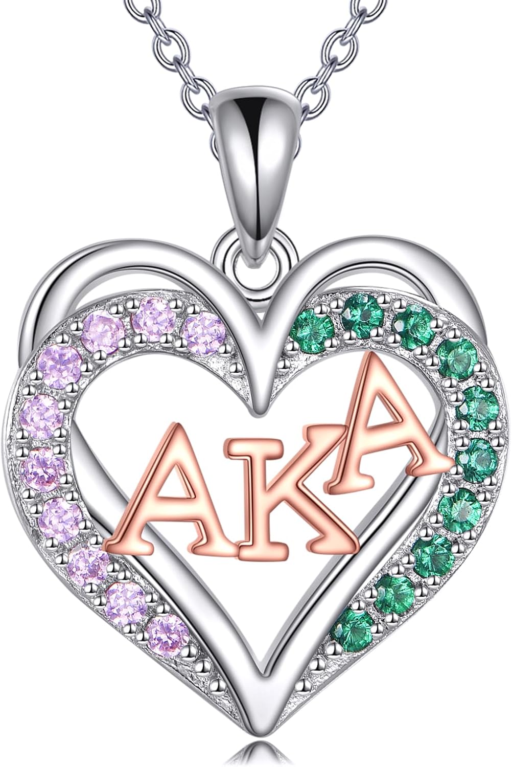 Aka Sorority Gifts 925 Sterling Silver Aka Heart Necklace Sorority Pendant Necklace Jewelry for Women