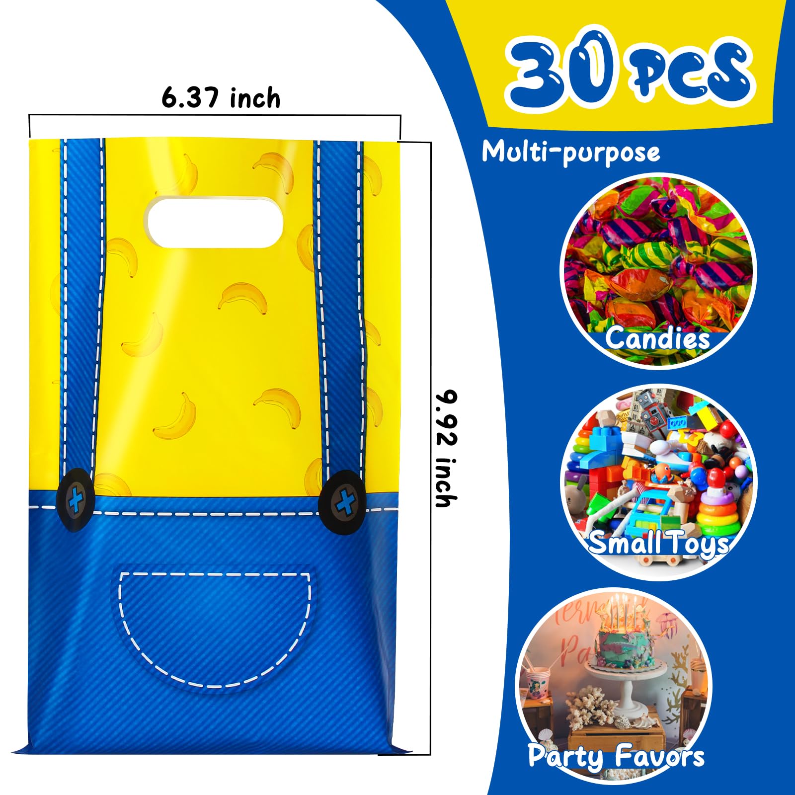SALACOOL 30 juegos de bolsas de regalo amarillas, bolsas de regalo para regalos de fiesta de cumpleaños, bolsa de Halloween para decoraciones de fiesta de cumpleaños
