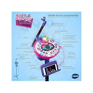 VTech - Kidi SuperStar LightShow, Interactive Electronic Karaoke, MP3 Connection, Light Effects, Voice, Recorder, Built-in Speaker, Games, Clapse and Oovation Sounds, Pink (80-165822)