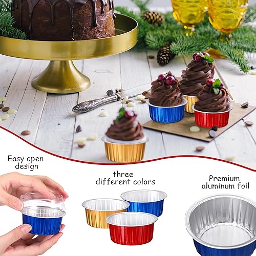 Miniatura 3 de 150 forros para cupcakes con tapas, papel de aluminio de 5 onzas, moldes desechables para magdalenas, moldes para magdalenas, mini sartenes de