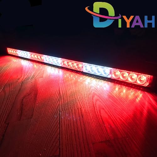 Vista 14 de DIYAH 28 LED 31.5 "Advertencia de emergencia Tráfico Advisor Vehículo Barra de luz estroboscópica (ámbar/blanco) Ámbar/blanco,Rojo