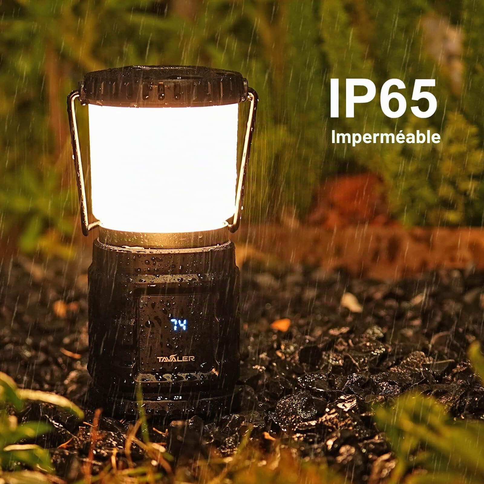 Tavaler Lanterne de camping 8000 mAh Batterie USB C Rechargeable Lampe de camping avec indicateur de batterie LED Écran Lumière de camping IP65 Étanche Lampe de camping pour randonnée extérieur