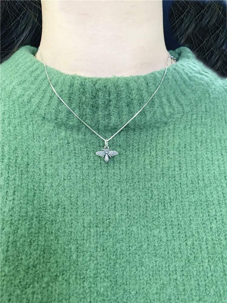 Dtja Vintage Bee Necklace for Women Girls Men 925 Sterling Silver Oxidized Charm Bumblebee Honeybee Pendant Choker Necklaces Adjustable Box Chain 18 inches Fashion Punk Retro Jewelry - Image 4