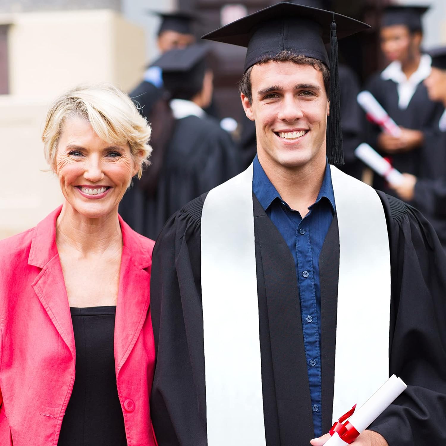 Giegxin 50 Pcs Unisex Graduation Stoles Bulk Adult Sublimation Blank Plain Sash Grad Satin Honor Stole