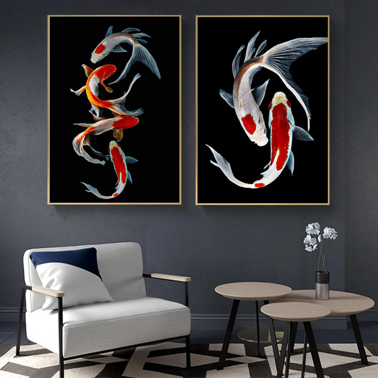 Impressions murales art koi poisson affiche de decoration interieure