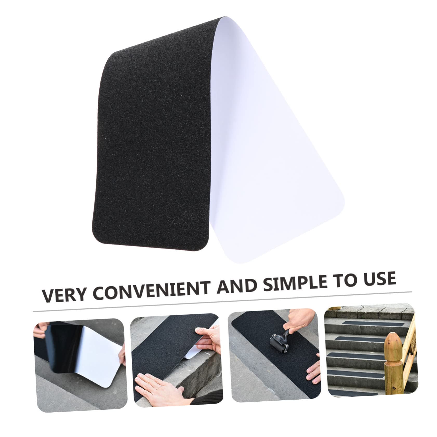 Nastro Antiscivolo in Pvc Nero, 4 Pezzi per Gradini | Scale Interne ed Esterne, Adatto a Adulti e Animali, Superficie Opaca Resistente