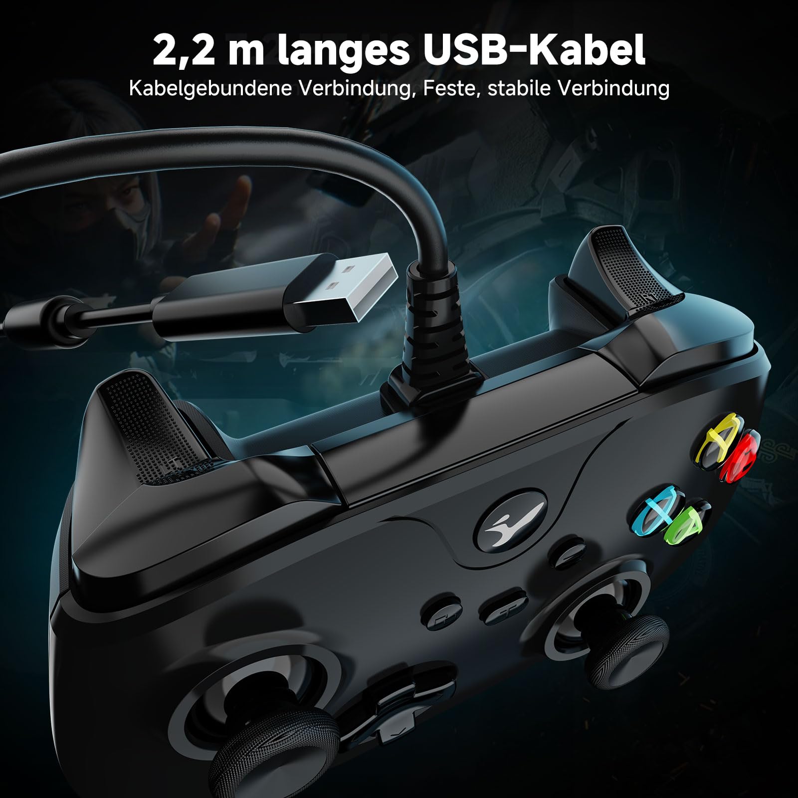 Kabelgebundener controller für xbox one,Wired Controller für Xbox Series X|S, Xbox One & Windows 10/11, Plug and Play Gaming Gamepad mit Hall-Effekt Joysticks/Hall Trigger, 3.5mm Audio Jack (Schwarz)