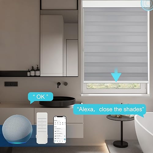 Miniatura 4 de MYshade Persianas inteligentes de cebra compatibles con Alexa, opacas (85 %), persianas motorizadas de doble capa de cebra, control de luz de