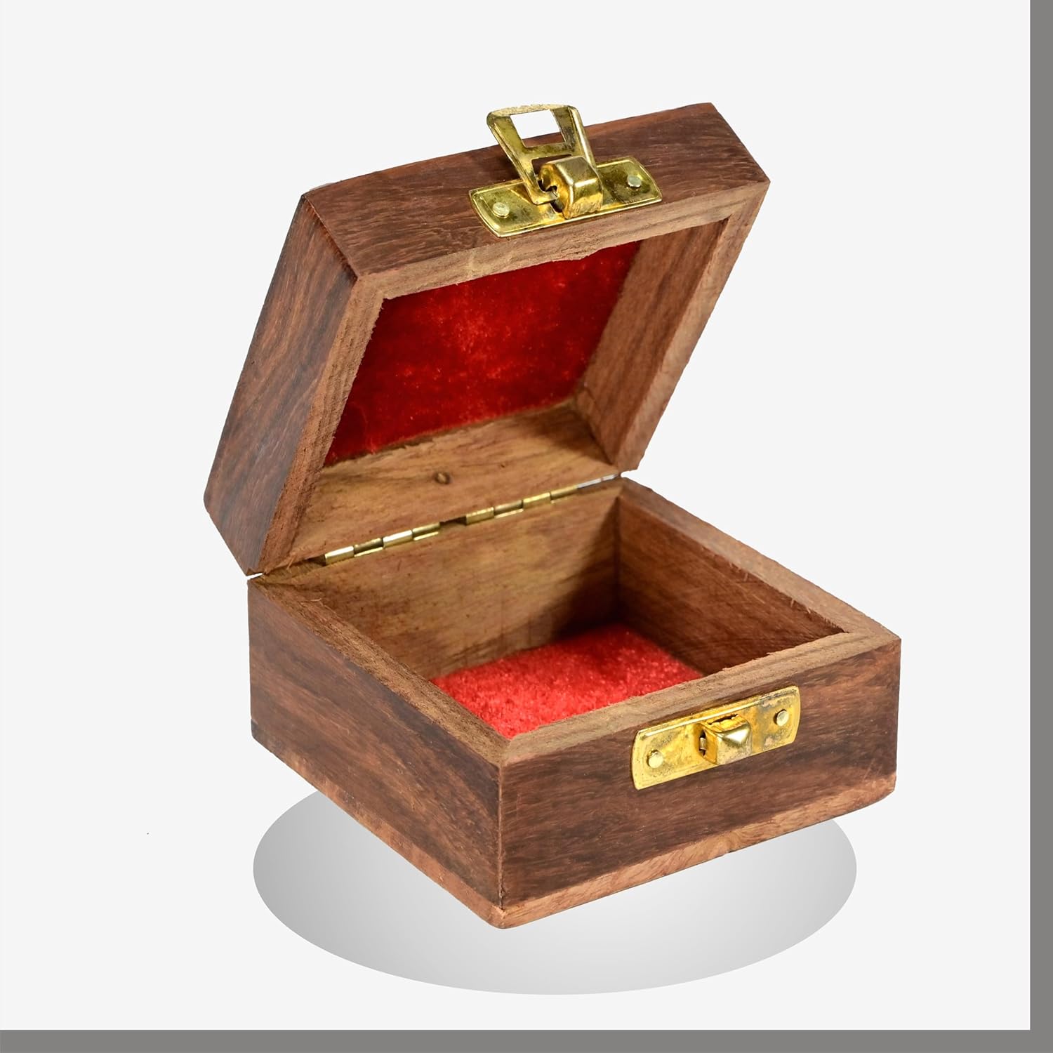 MPIRE Handicraft Wooden Mini Storage Box Small Size Organizer For Ear Rings, Rings and Nose Pins Storage Box Brown Gift Pouch Bag