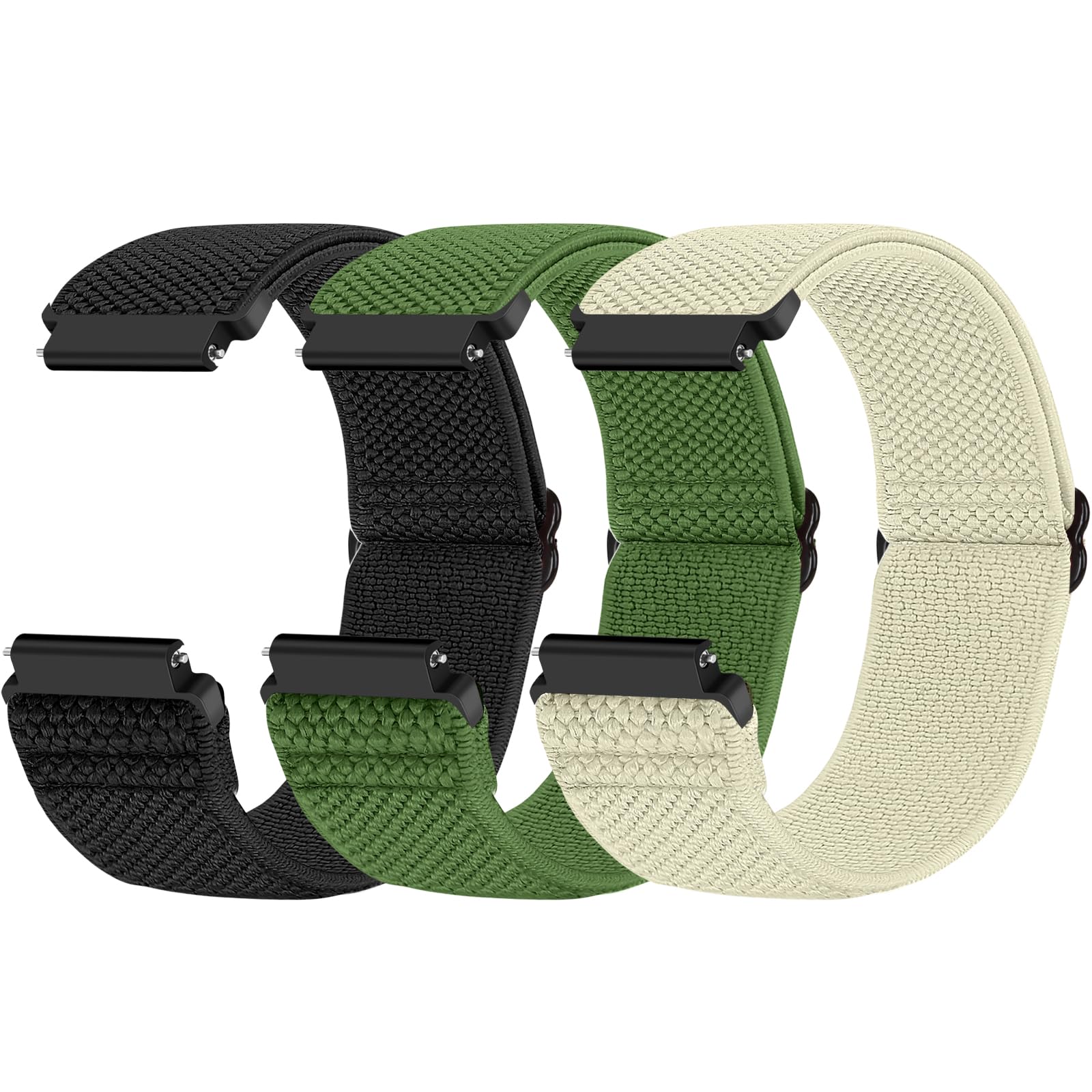 Compatible with 16mm 18mm 19mm 20mm 22mm 24mm Watch Bands Quick Release Replacement Wristband,Adjustable Stretchy Nylon Solo Loop Straps Fabric Braided Sport Elastic Bands for Men Women