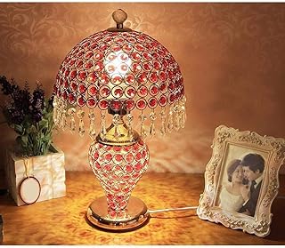 Lámpara de escritorio de cristal tipo Europa Cama Lujosa Dormitorio Lámpara de escritorio de boda Rojo Calidez Boda Romance Creativo D20*H36CM Luz de vida (Color: Rojo), Color: Rojo (Color: Rojo)