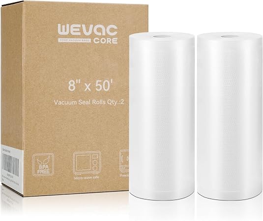 Wevac Vacuum Sealer Bags 8x50 Rolls 2 pack for Food