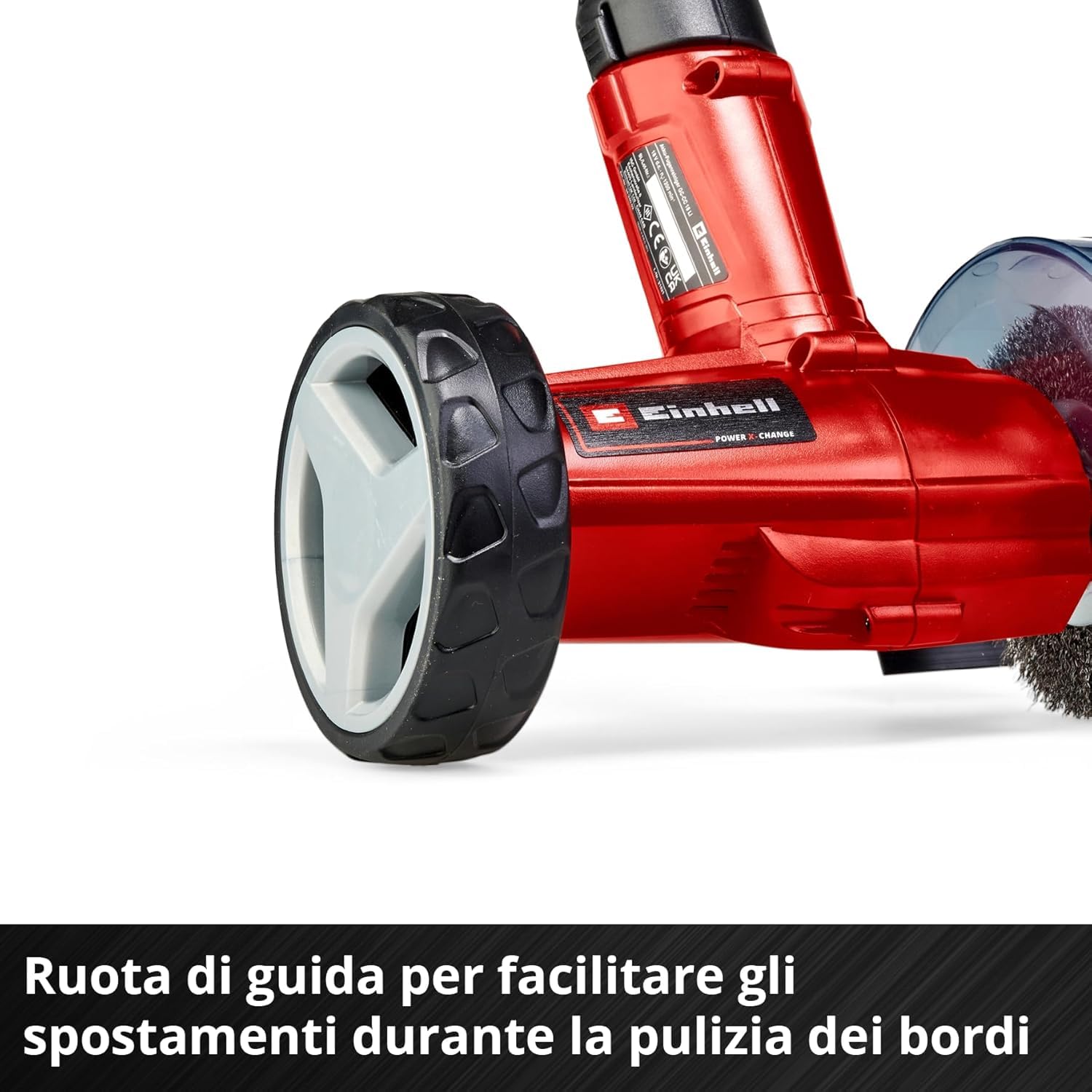 Einhell Pulisci fughe a batteria GC-CC 18 Li - Solo Power X-Change (18V, Velocità giri 1200 /min, manico telescopico, incl. 1 spazzola nylon e 1 in acciaio, senza batteria e caricabatteria)