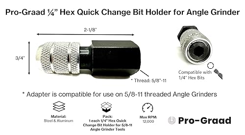 Convertidor de vástago hexagonal de 1/4 pulgadas, soporte de brocas de cambio rápido para amoladoras angulares 5/8-11, accesorio mejorado, adaptador