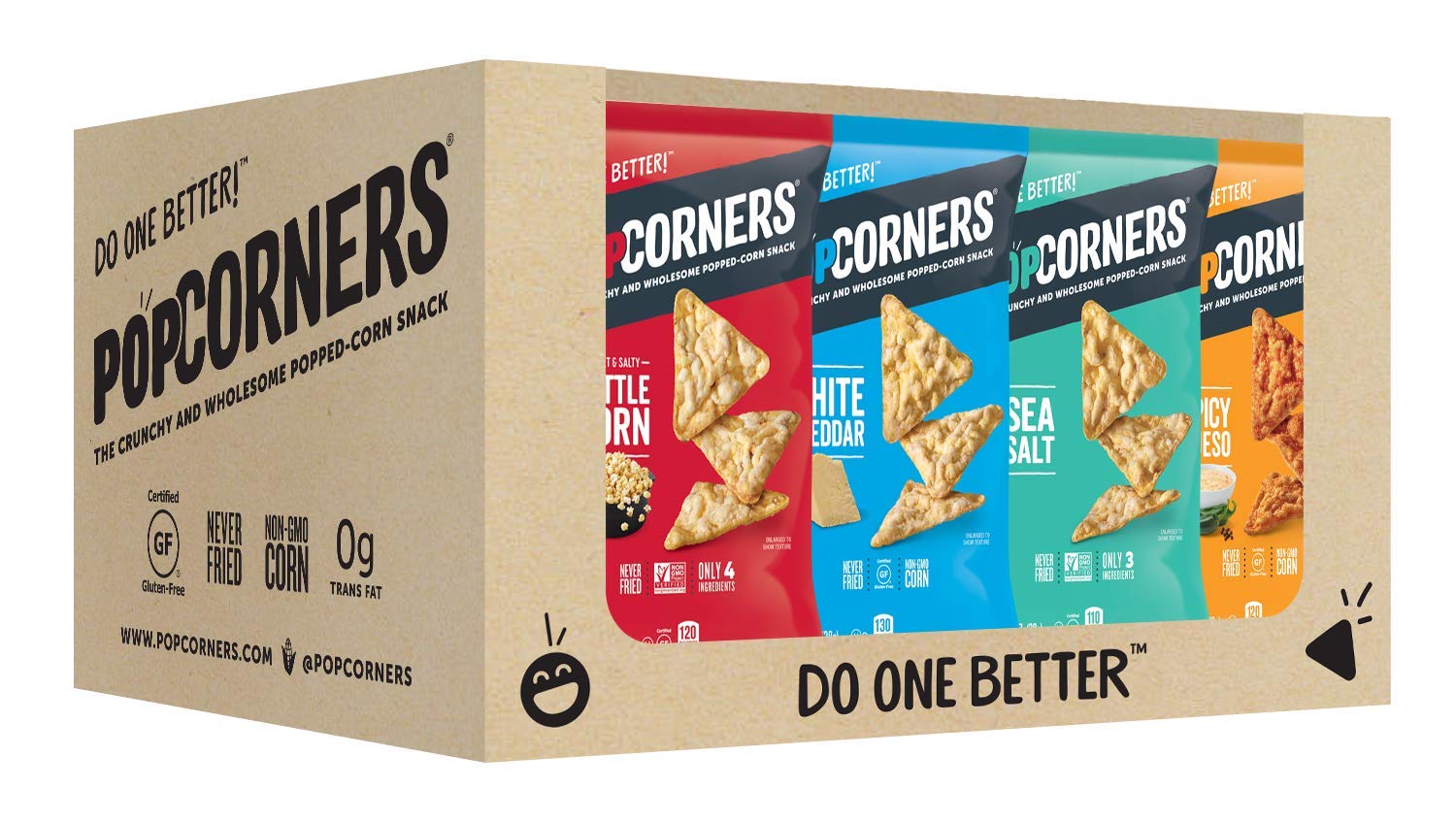 PopCorners Snacks Variety Pack | Gluten Free Chips | (24 Pack, 4 Flavor, 1 oz Snack Bags)