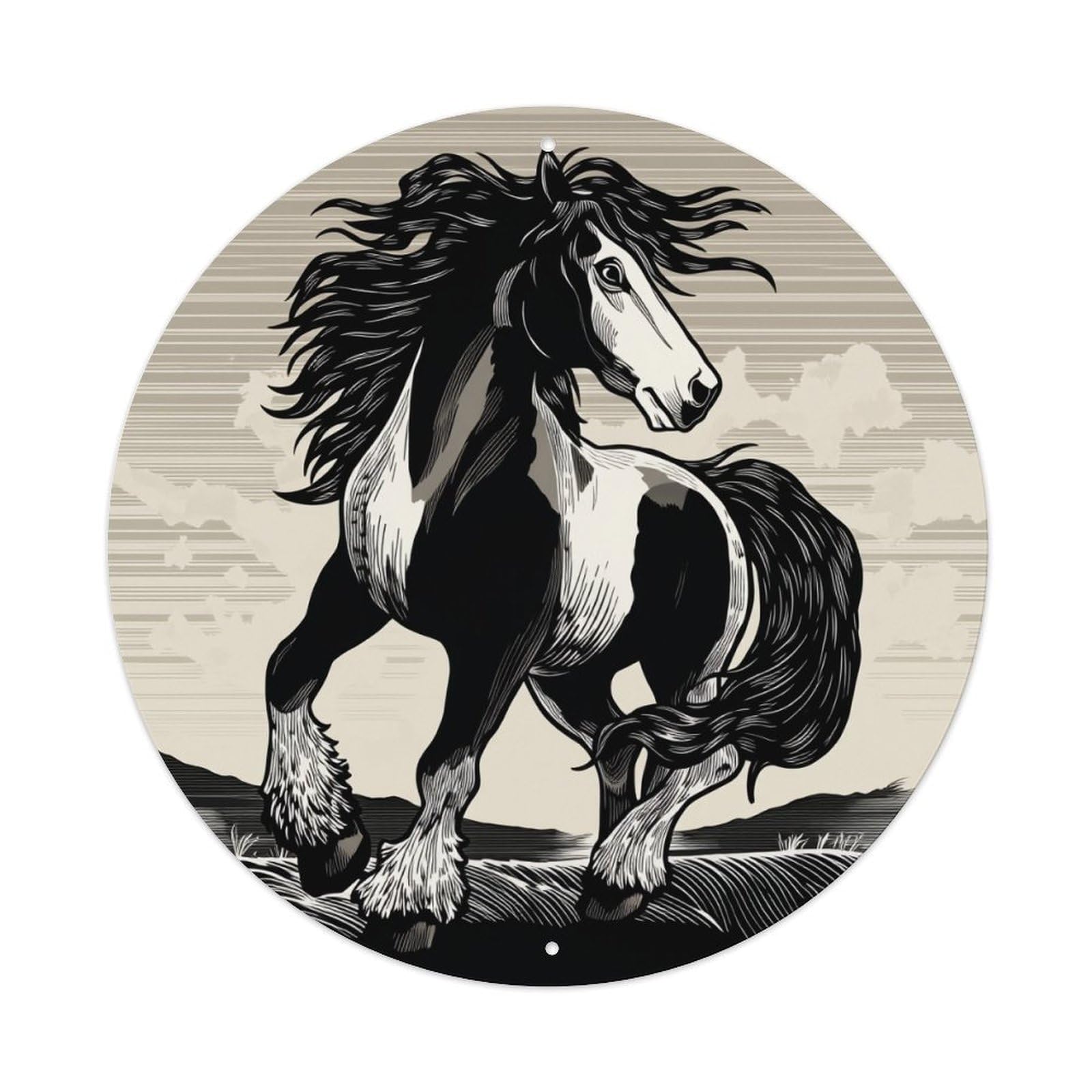 Jdfenggu Vintage Horse With Flowing Mane And Tail Retro Metal Tin Sign, Metal Poster For Bar, Home, Man Cave, Kitchen, Laundry Room Art Decor 8X8 Inch