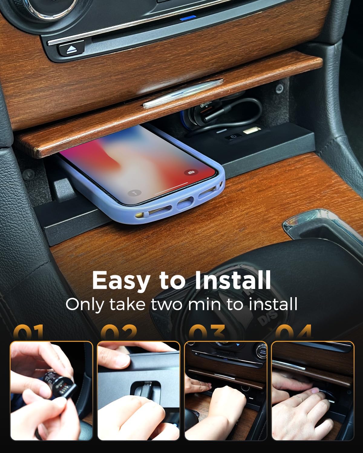 CarQiWireless Wireless Charger for Chrysler 300 2011 2012 2013 2014 2015 2016 2017 2018 2019 2020 2021 2022 2023 Accessories,Center Console Wireless Charging Pad for Chrysler 300 Accessories