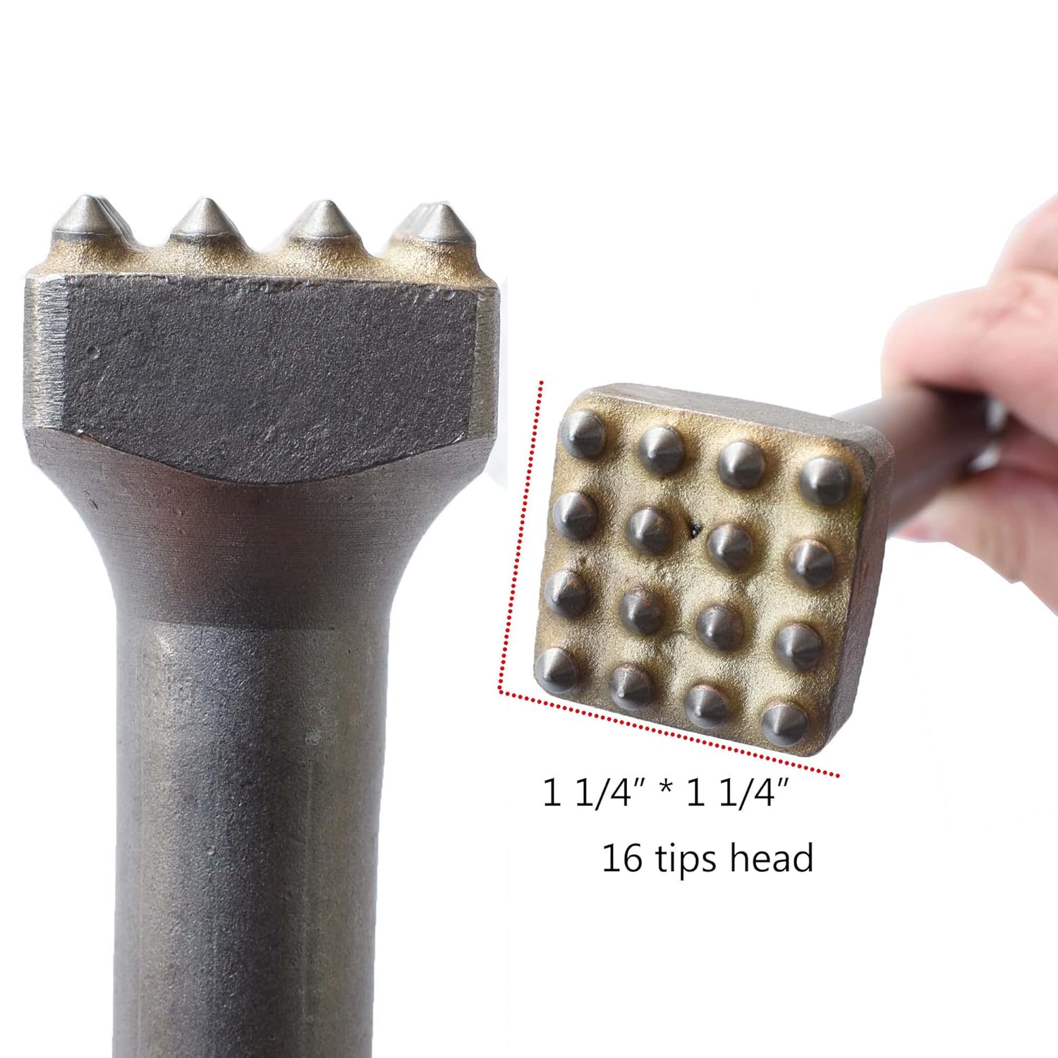 8 1/4 in. SDS Max 16 Pins Concrete Repair Patch Prepare Bushing Head, 1 1/4 Inch Square Head Concrete Roughness Coating Remove Bushing Tool Bit for Demolition Hammer (Pack of 1)