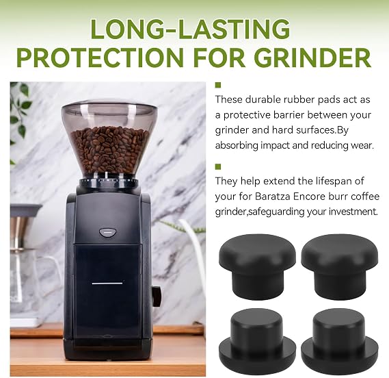 Baratza Encore コーヒーグラインダーZCG485BLKパーツ用コーヒーグラインダー ラバーフットバンパー交換用 - 安定した研削、ノイズリダクション、機械保護のための滑り止め衝撃吸収パッド4個セット