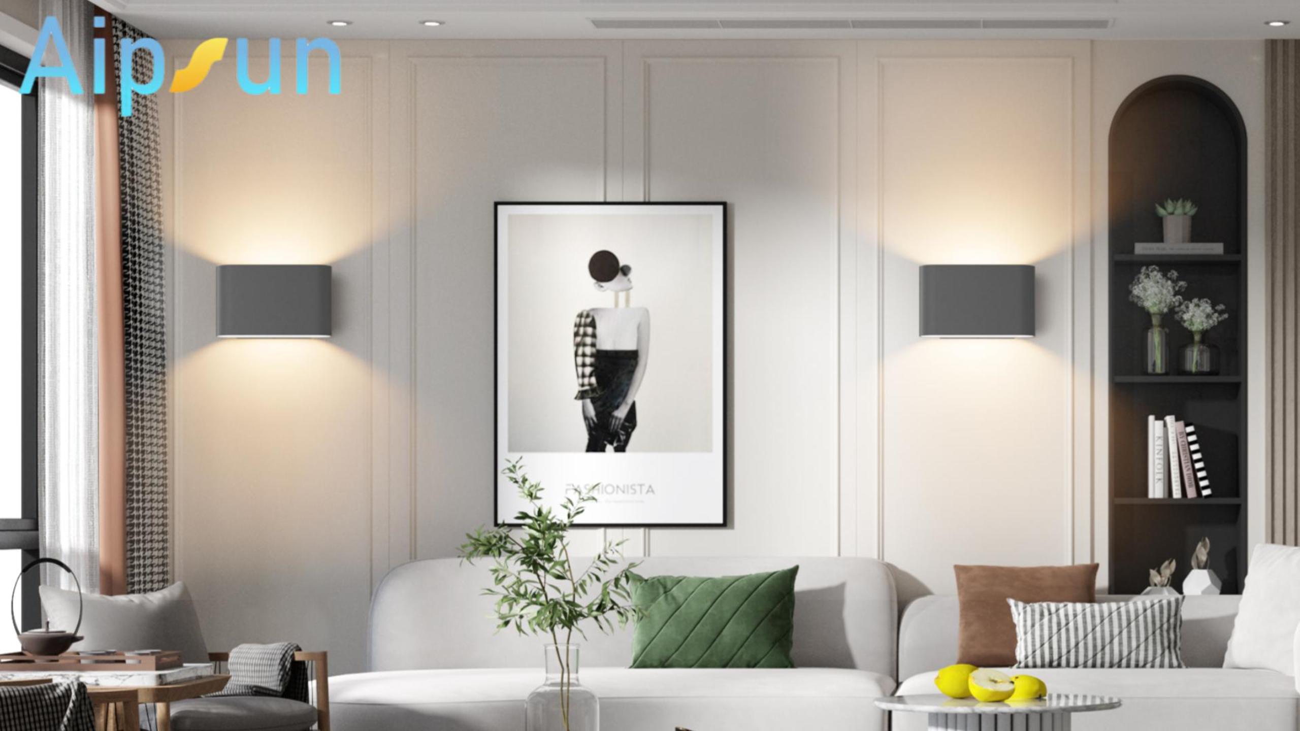 Image of Aipsun Nickel LED Wall Sconces 1 Pack Indoor Modern Wall Lights Hardwired Up and Down Interior Wall Mount Light for Living Room Bedroom Hallway Warm White 3000K(with G9 Bulbs)