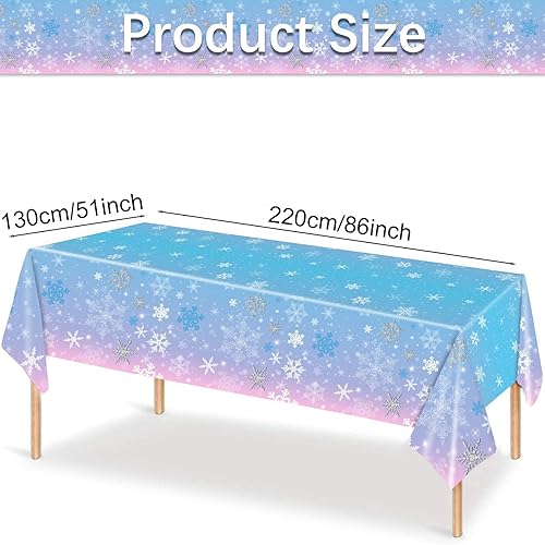 Miniatura 3 de PHOGARY Mantel de copo de nieve de Navidad de 3 piezas, suministros de decoración de fiesta de cumpleaños, manteles de copo de nieve de invierno