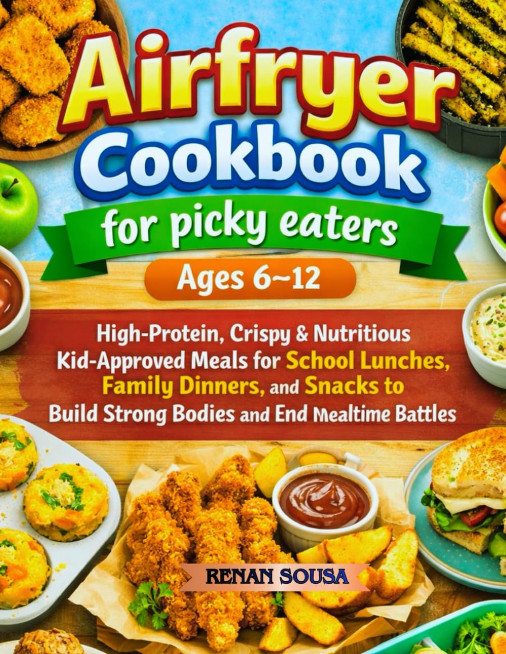 Airfryer Cookbook for Picky Eaters Ages 6-12: High-protein, Crispy & Nutritious Kid-approved Meals for School lunches, Family Dinners, and Snacks to Build Strong Bodies and End Mealtime Battles