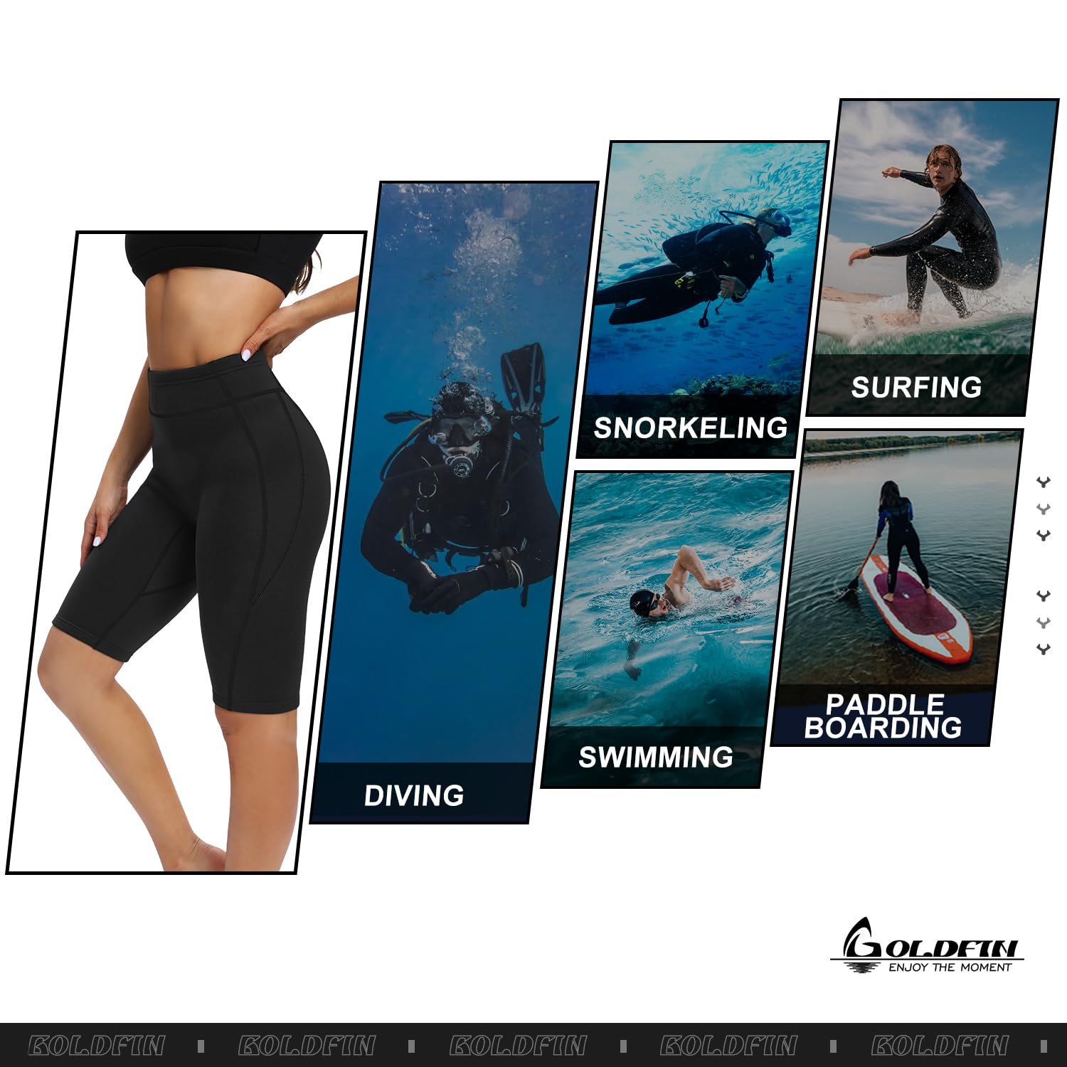 GoldFin Pantalones cortos de neopreno para mujer, 2 mm, para buceo, buceo, esnórquel, flotabilidad