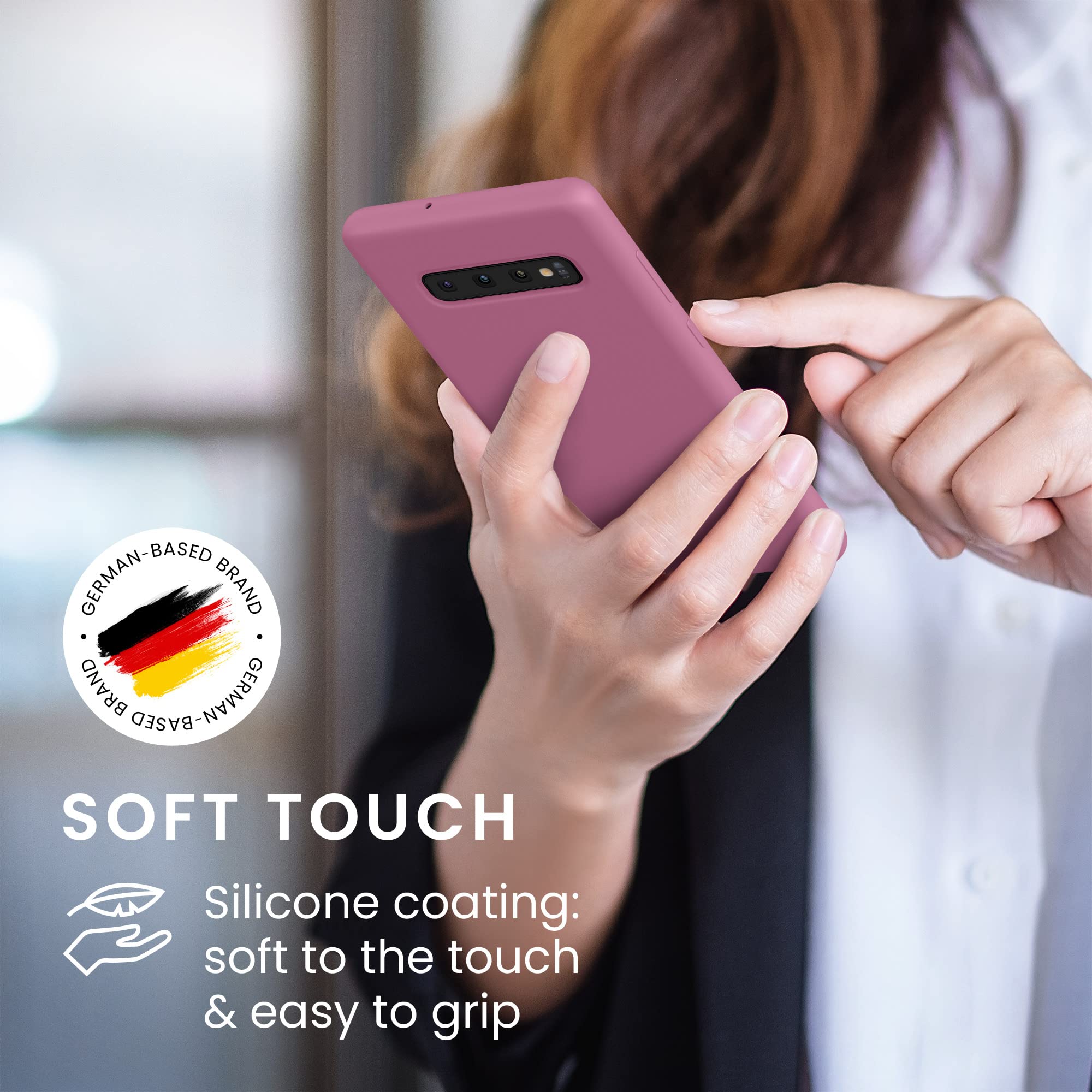 kwmobile Case for Samsung Galaxy S10 Plus / S10+ Case - Soft Cover - Shockproof Silicone - Wireless Charging Dark Rose — view 4