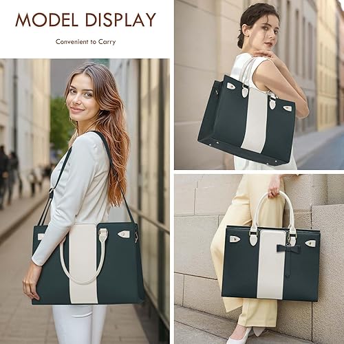 Miniatura 2 de Bolsa de mano para laptop de 15.6 pulgadas, impermeable, de piel sintética, para trabajo, maletín para computadora, oficina, profesor