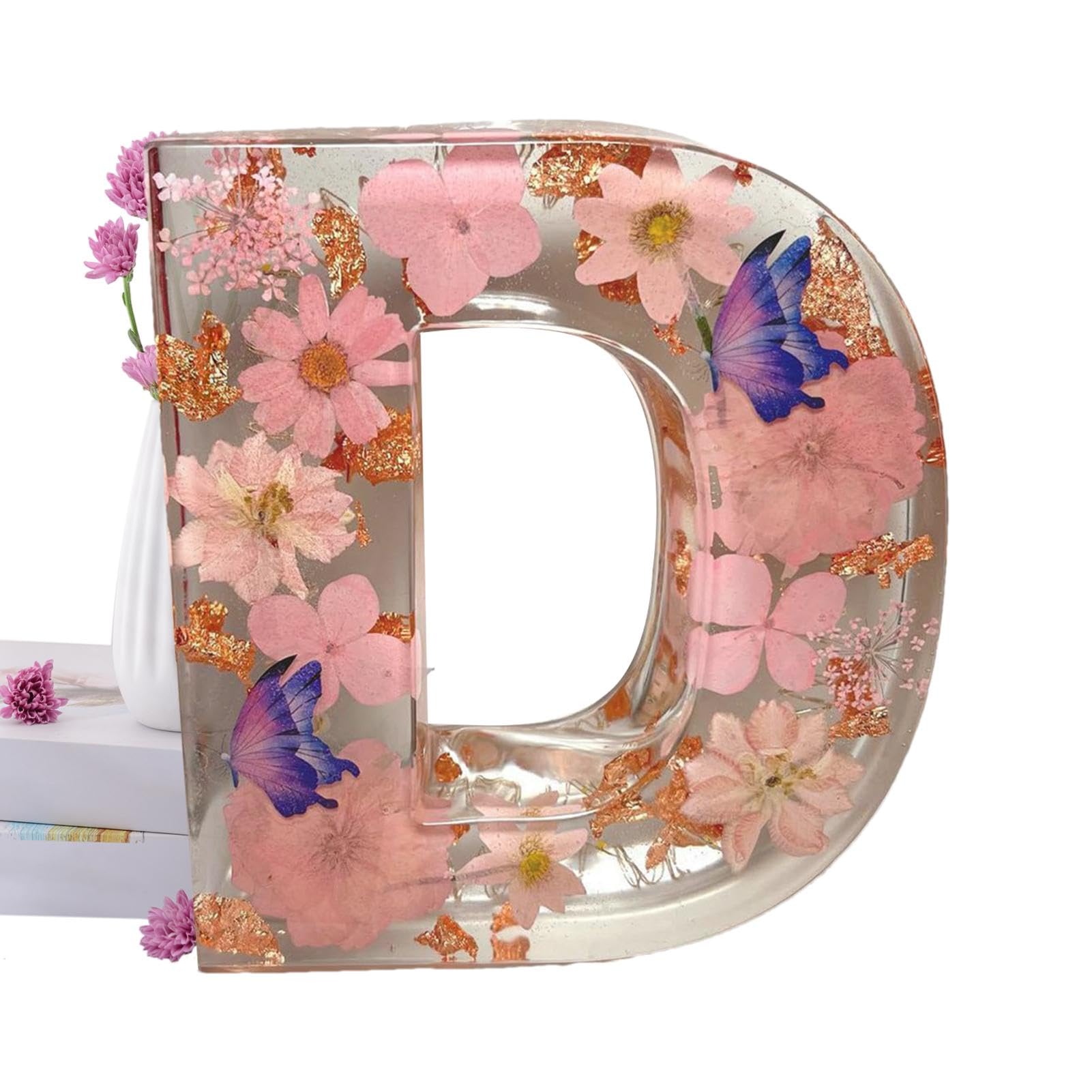 Floral Resin Alphabet Night Light, Floral Resin Night Light, Dried Flower Led Lamp, LED Resin Flower Lamp, Alphabet Floral Night Light, Alphabet LED Letter Light, Creative Table Light Night Lamp
