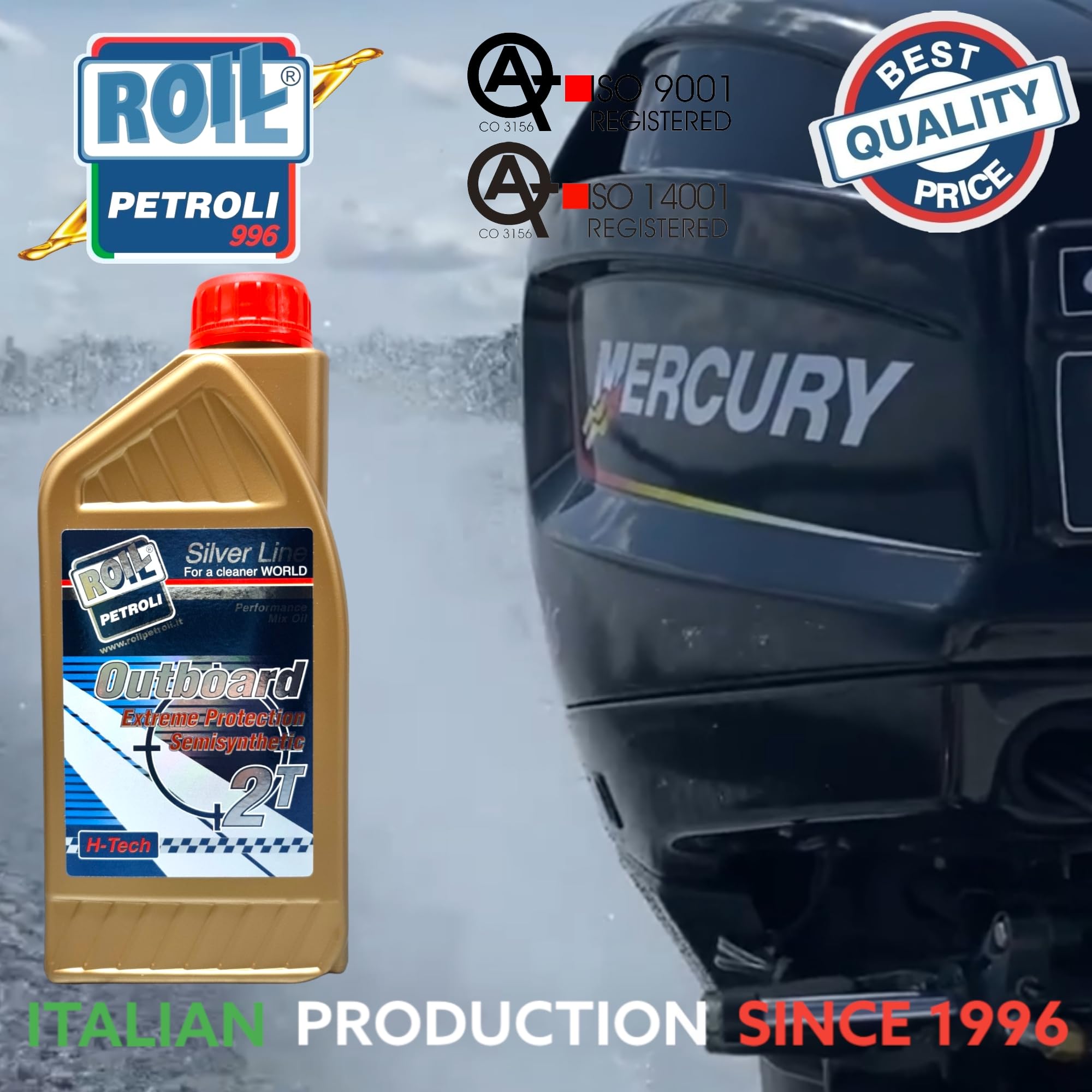 2 Litri di Roil Outboard 2T Blu TC-W3 - Olio con Tecnologia Sintetica - Formulato per Motori FUORIBORDO 2 Tempi con e Senza Miscelatore Automatico