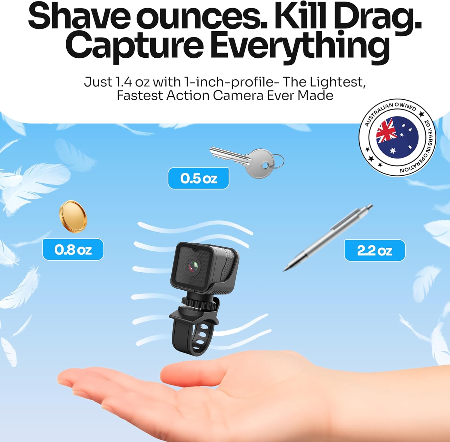 TIROL SUPPLIES Ultra Light Action Camera | 170° Wide Angle FHD 1080P | Handlebar, Helmet, Bicycle, Outdoor Sports | USB Rechargeable & Portable Bike Camera