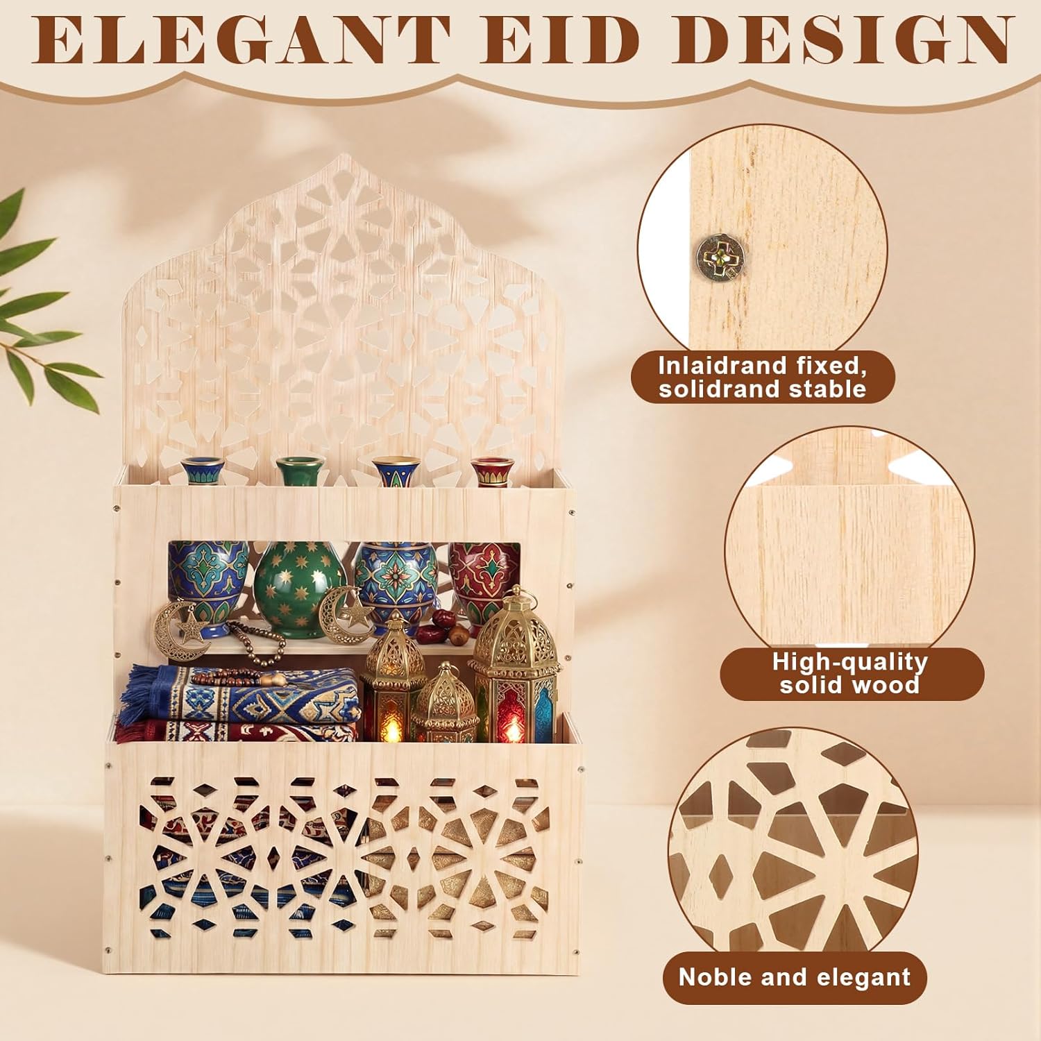 Ramadan Eid Carpet Storage Rack Wooden Prayer Mat Holder Organizer Islamic Decor Foldable Roll-up Rug Stand Muslim Home Decor Quran Stand Prayer Mat Storage for Room