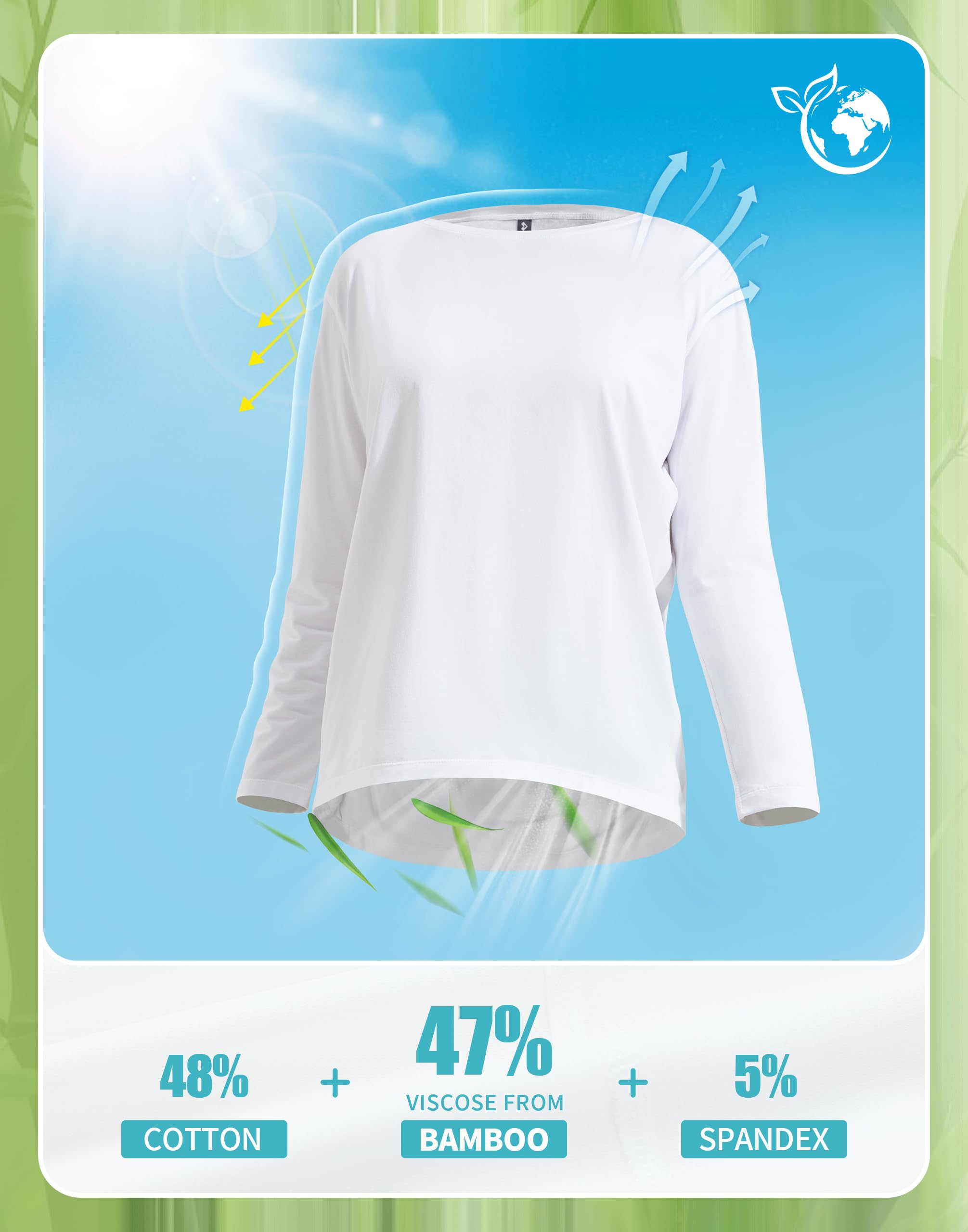 Pioneer Camp Camiseta deportiva de manga larga para mujer, mezcla de algodón, holgada, con