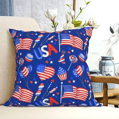 Miniatura 4 de Throw Pillow Covers 16x16 Inch American Flag Decorative Pillow Covers Cushion Covers cojines decorativos para sala Pillow Cases Cute Throw Pillows
